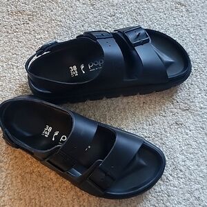 Papillio Black Double Buckle Slide Sandals